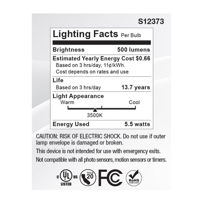 SATCO/NUVO 5.5W MR16 LED Floodlight 3500K GU10 Base 90 CRI 500Lm 120V (S12373)