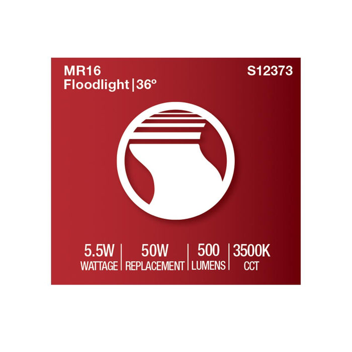 SATCO/NUVO 5.5W MR16 LED Floodlight 3500K GU10 Base 90 CRI 500Lm 120V (S12373)