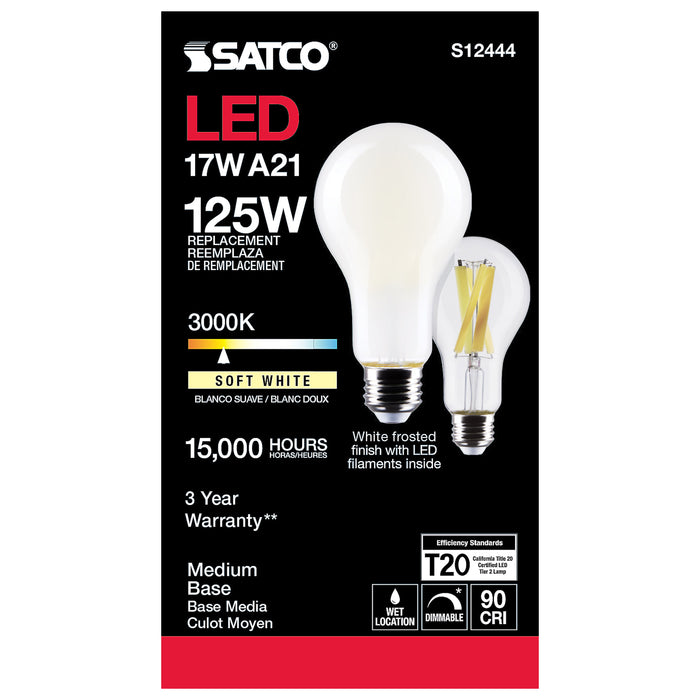 SATCO/NUVO 17W A21 LED Frost Finish Medium Base 3000K 120V (S12444)