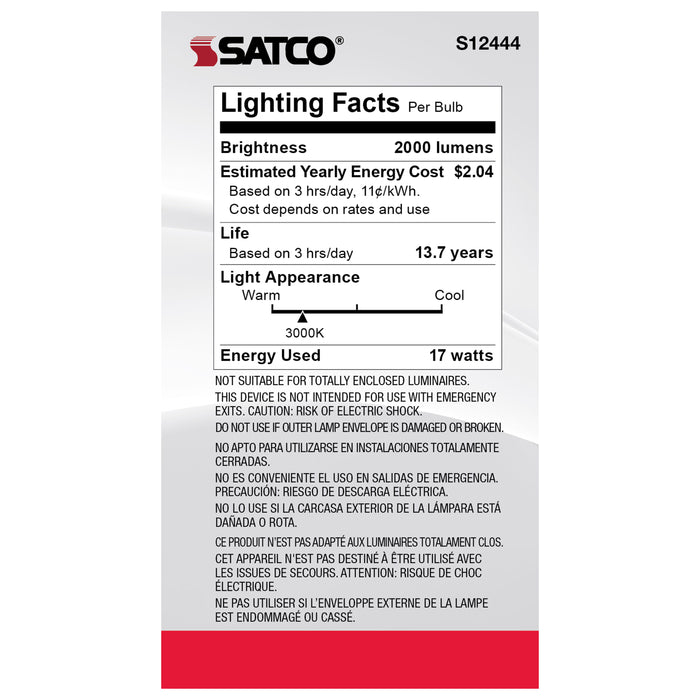 SATCO/NUVO 17W A21 LED Frost Finish Medium Base 3000K 120V (S12444)