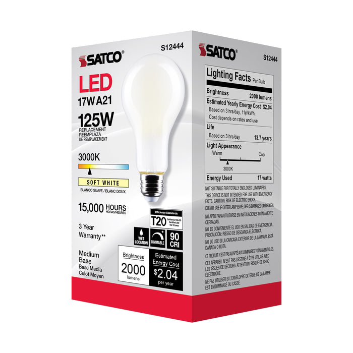 SATCO/NUVO 17W A21 LED Frost Finish Medium Base 3000K 120V (S12444)