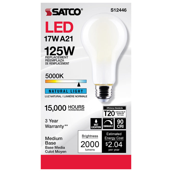 SATCO/NUVO 17W A21 LED Frost Finish Medium Base 5000K 120V (S12446)