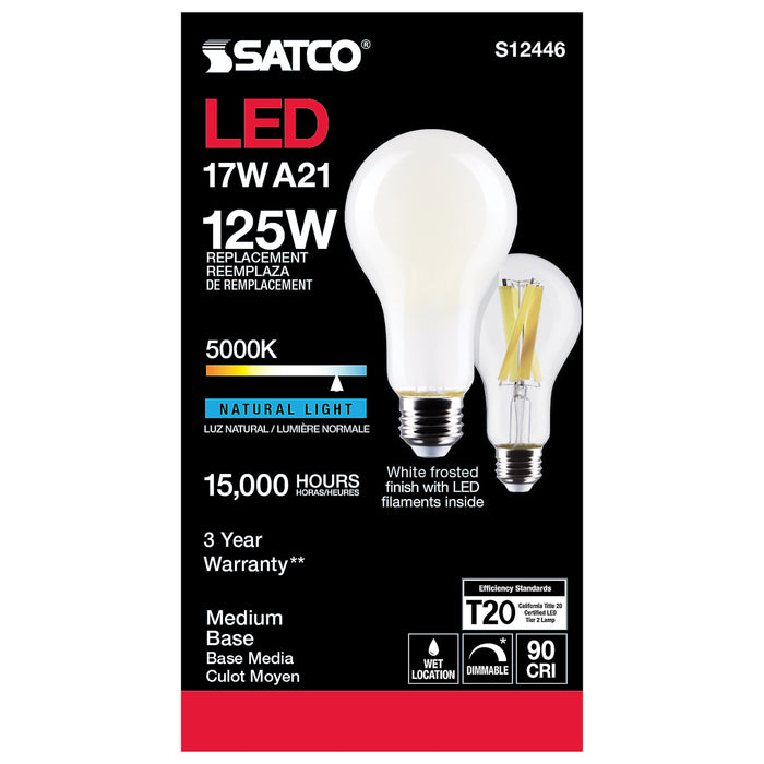 SATCO/NUVO 17W A21 LED Frost Finish Medium Base 5000K 120V (S12446)