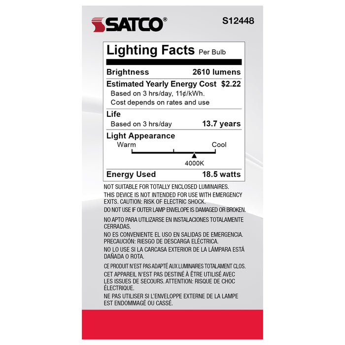 SATCO/NUVO 18.5W A21 LED Frost Finish Medium Base 4000K 120V (S12448)