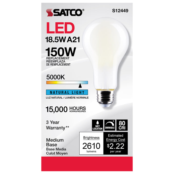SATCO/NUVO 18.5W A21 LED Frost Finish Medium Base 5000K 120V (S12449)
