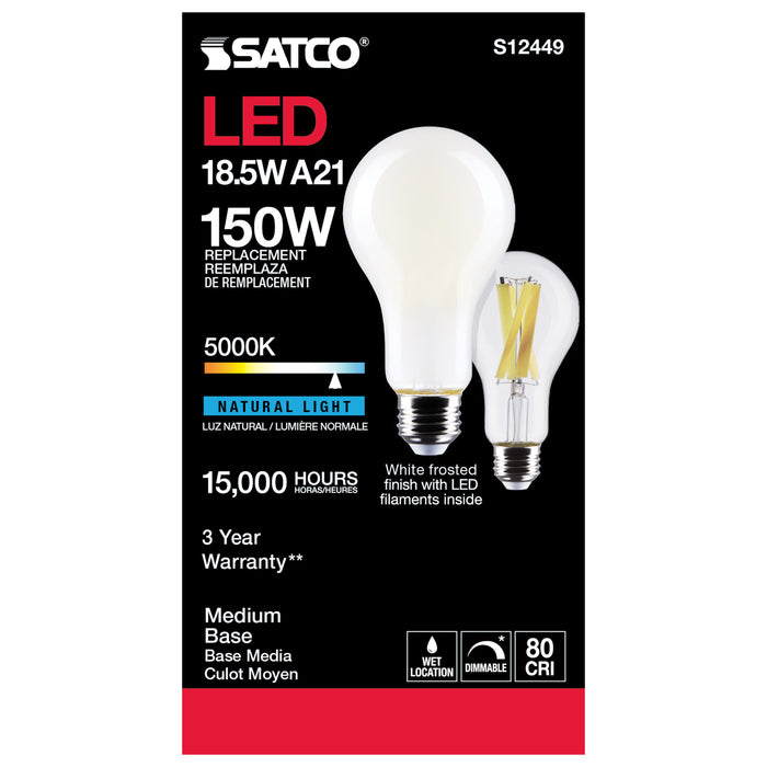 SATCO/NUVO 18.5W A21 LED Frost Finish Medium Base 5000K 120V (S12449)