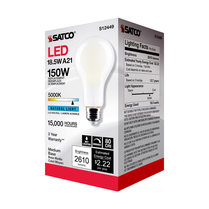 SATCO/NUVO 18.5W A21 LED Frost Finish Medium Base 5000K 120V (S12449)