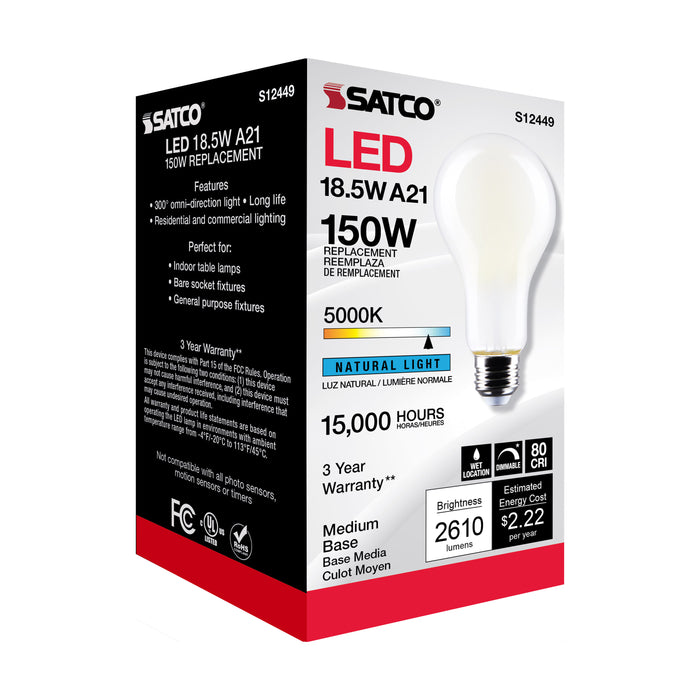 SATCO/NUVO 18.5W A21 LED Frost Finish Medium Base 5000K 120V (S12449)