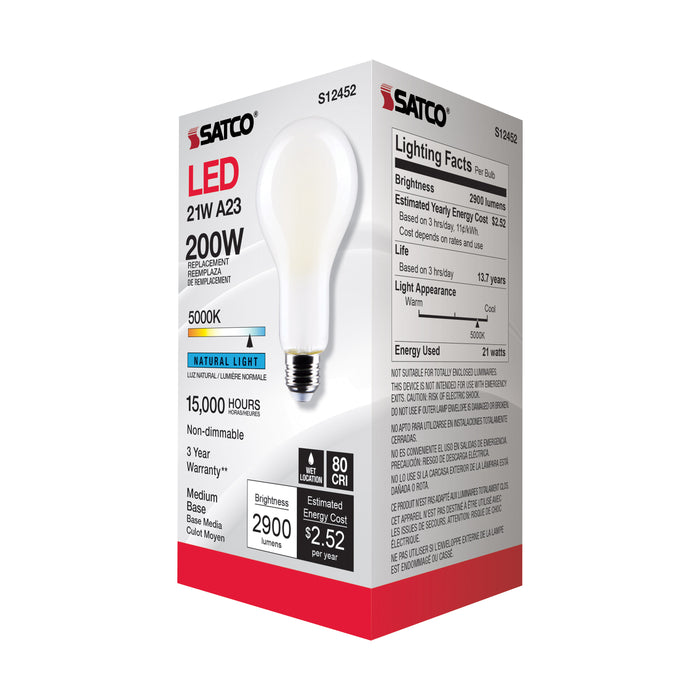 SATCO/NUVO 21W A23 LED Frost Finish Medium Base 5000K 120V (S12452)