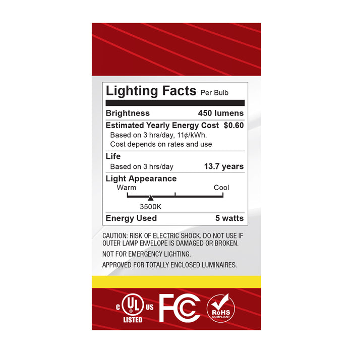 SATCO/NUVO 5W A19 LED Medium E26 Base Clear 3500K 120V (S12468)