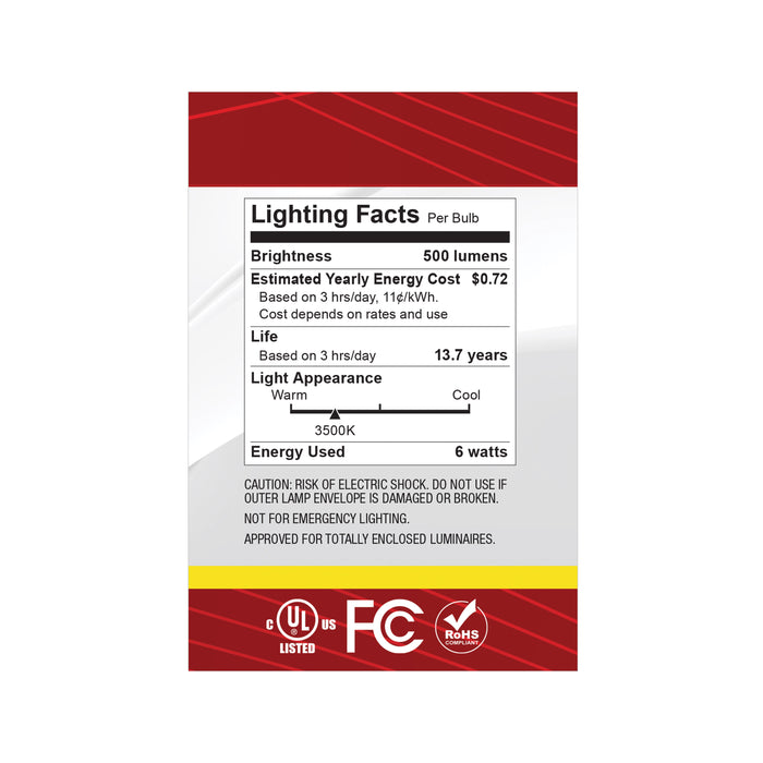 SATCO/NUVO 6W G25 LED Medium E26 Base Clear 3500K 120V (S12482)