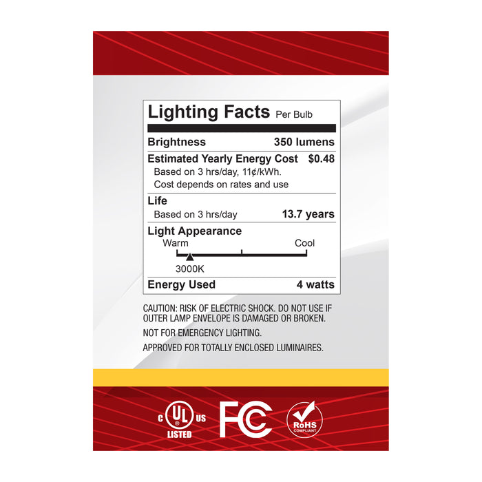SATCO/NUVO 4W G40 LED Medium E26 Base Clear 3000K 120V (S12484)
