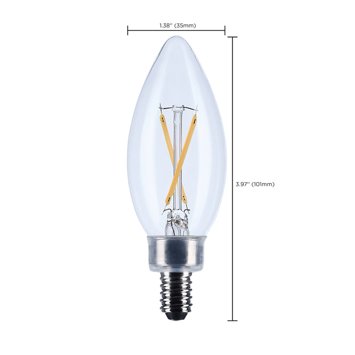 SATCO/NUVO 3W B11 LED Candelabra E12 Base Clear 3000K 120V (S12490)