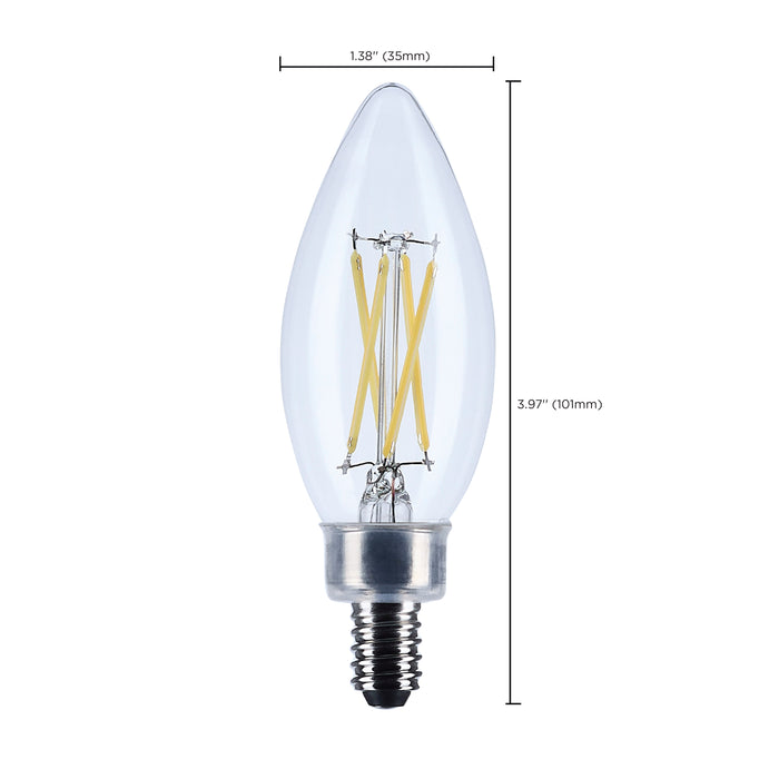 SATCO/NUVO 5.5W B11 LED Candelabra E12 Base Clear 3000K 120V 10-Pack (S12494)