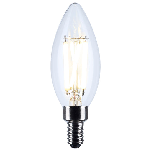 SATCO/NUVO 8W B11 LED Candelabra E12 Base Candle-Tip Clear 3500K 120V (S12496)