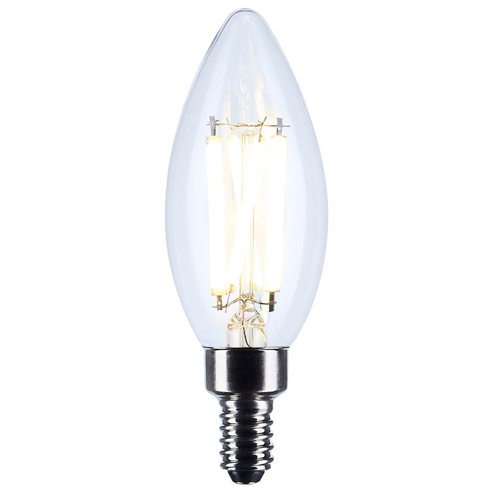 SATCO/NUVO 8W B11 LED Candelabra E12 Base Candle-Tip Clear 3500K 120V (S12496)