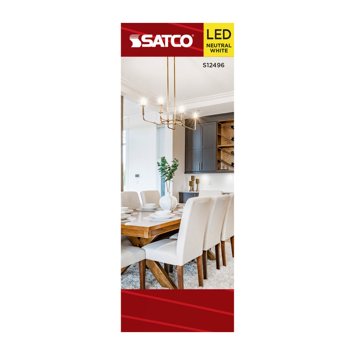SATCO/NUVO 8W B11 LED Candelabra E12 Base Candle-Tip Clear 3500K 120V (S12496)