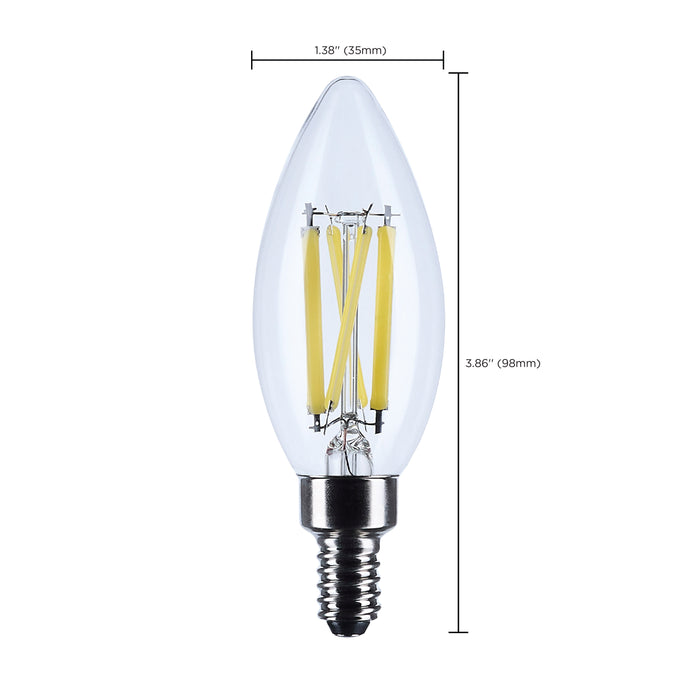 SATCO/NUVO 8W B11 LED Candelabra E12 Base Candle-Tip Clear 3500K 120V (S12496)