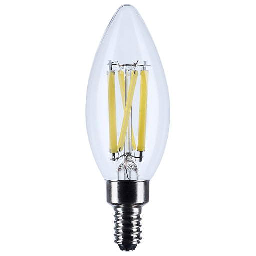 SATCO/NUVO 8W B11 LED Candelabra E12 Base Candle-Tip Clear 3500K 120V (S12496)