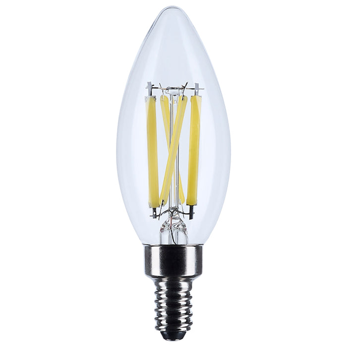 SATCO/NUVO 8W B11 LED Candelabra E12 Base Candle-Tip Clear 3500K 120V (S12496)