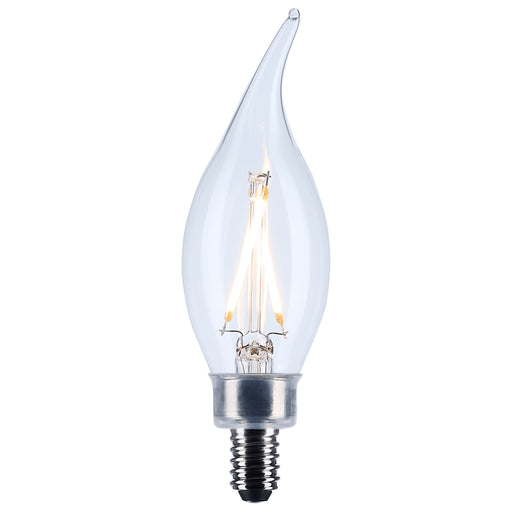 SATCO/NUVO 3W CA10 LED Candelabra E12 Base Clear 3000K 120V (S12505)