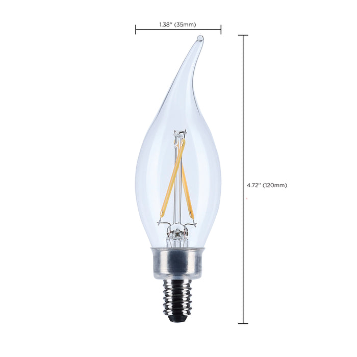 SATCO/NUVO 3W CA10 LED Candelabra E12 Base Clear 3000K 120V (S12505)
