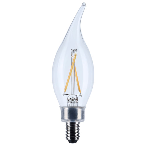 SATCO/NUVO 3W CA10 LED Candelabra E12 Base Clear 3000K 120V (S12505)