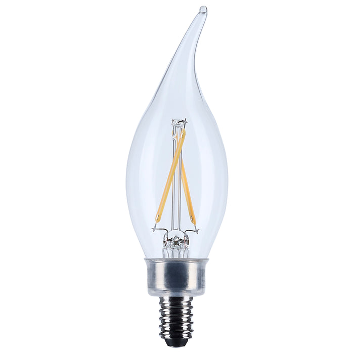 SATCO/NUVO 3W CA10 LED Candelabra E12 Base Clear 3000K 120V (S12505)