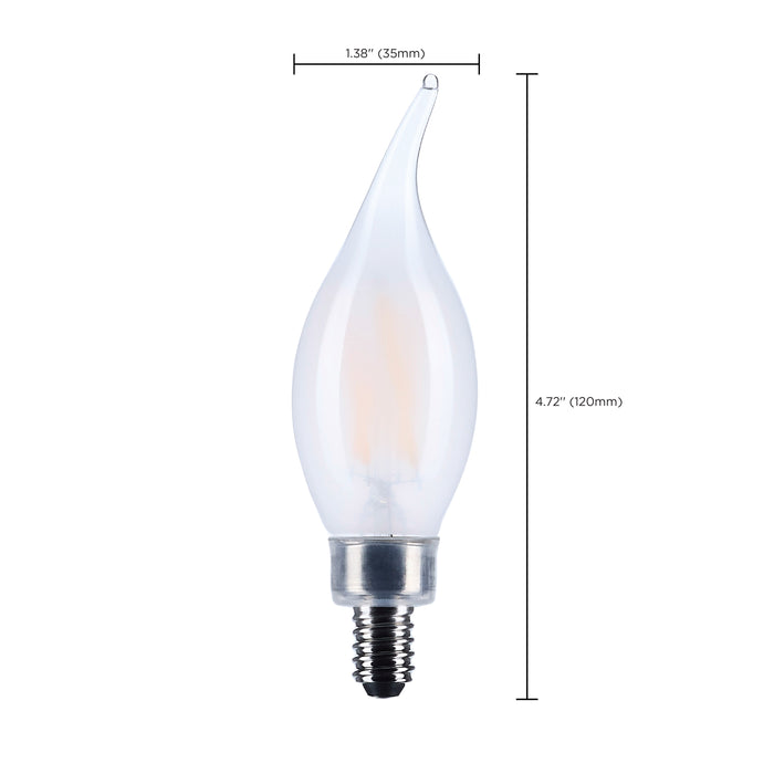 SATCO/NUVO 4W CA10 LED Candelabra E12 Base Frost Finish 3500K 120V (S12507)