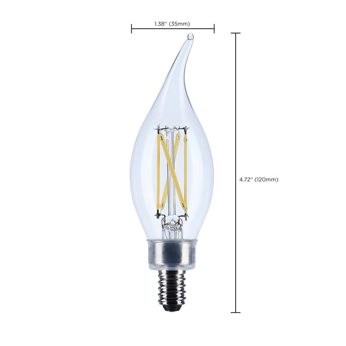 SATCO/NUVO 5.5W CA10 LED Candelabra E12 Base Clear 3500K 120V (S12508)