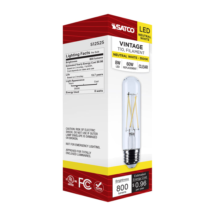 SATCO/NUVO 8W T10 LED Medium E26 Base Clear 3500K 120V (S12525)