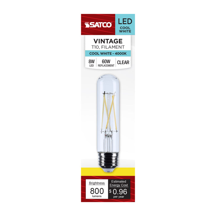 SATCO/NUVO 8W T10 LED Medium E26 Base Clear 4000K 120V (S12526)
