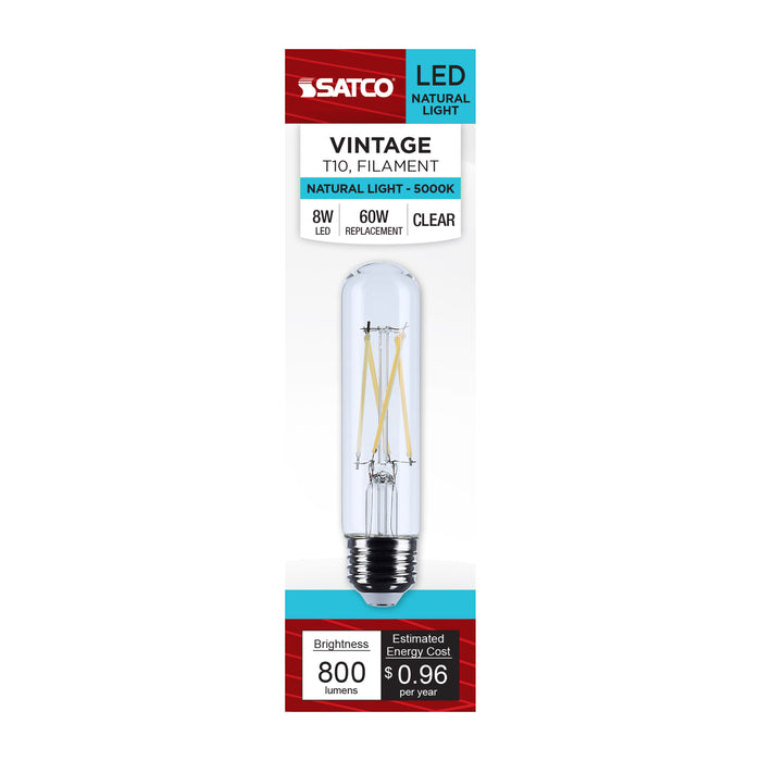 SATCO/NUVO 8W T10 LED Medium E26 Base Clear 5000K 120V (S12527)