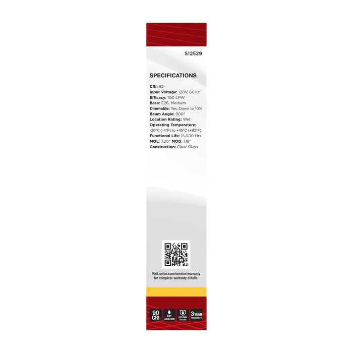 SATCO/NUVO 5W T9 LED Medium E26 Base Clear 3000K 120V (S12529)