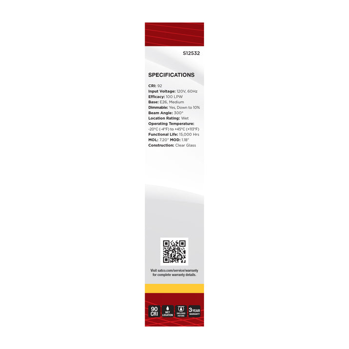 SATCO/NUVO 8W T9 LED Medium E26 Base Clear 4000K 120V (S12532)