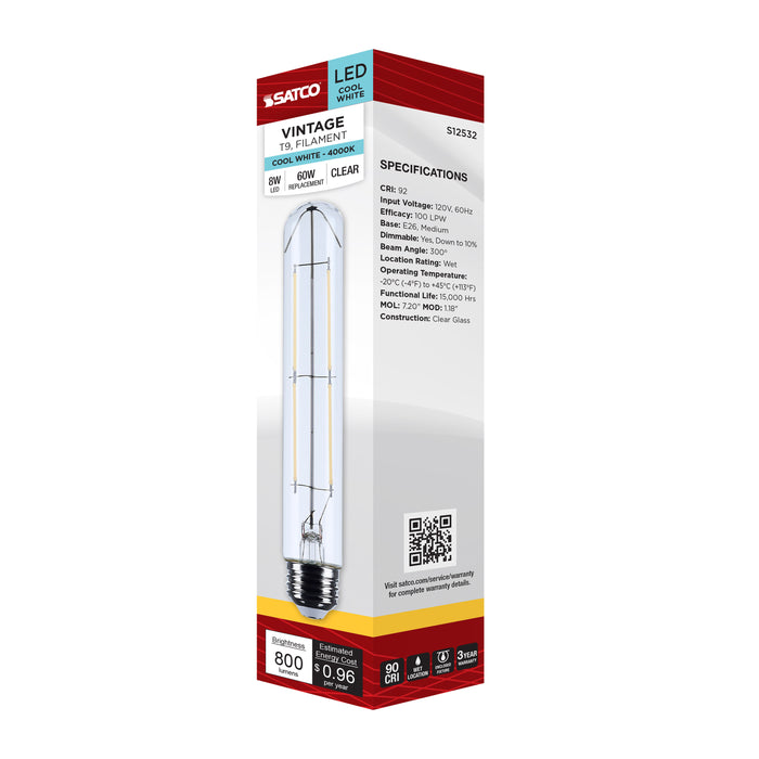 SATCO/NUVO 8W T9 LED Medium E26 Base Clear 4000K 120V (S12532)