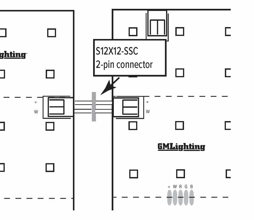 GM Lighting 2-Pin Push-In Wire Connector For Lamina RGBW 24VDC Configurable Laminated Sheet (S12x12-SSC)