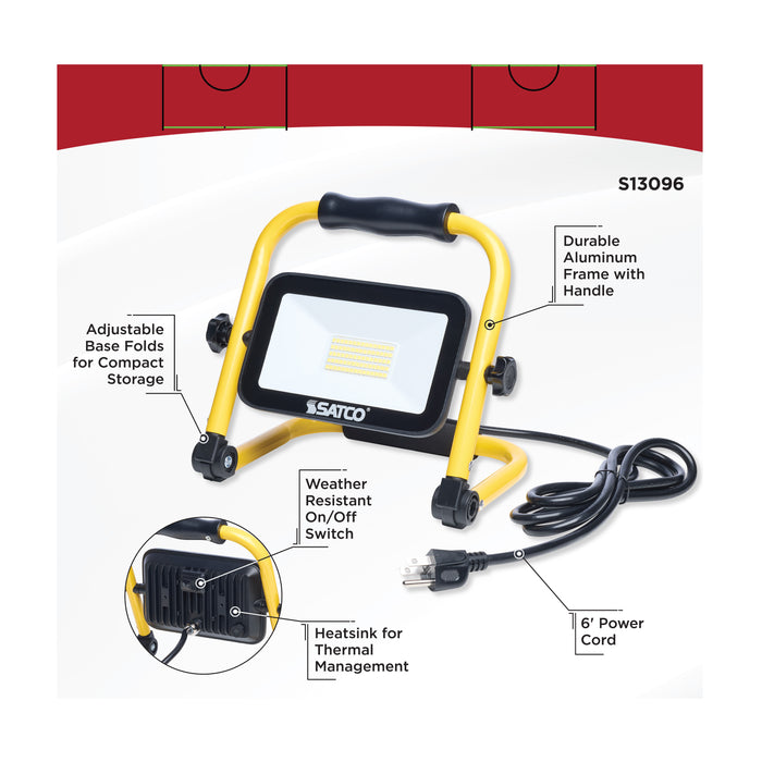 SATCO/NUVO 35W Compact LED Work Light 5000K 5000Lm 6 Foot SJTW Cord/Plug 120V (S13096)