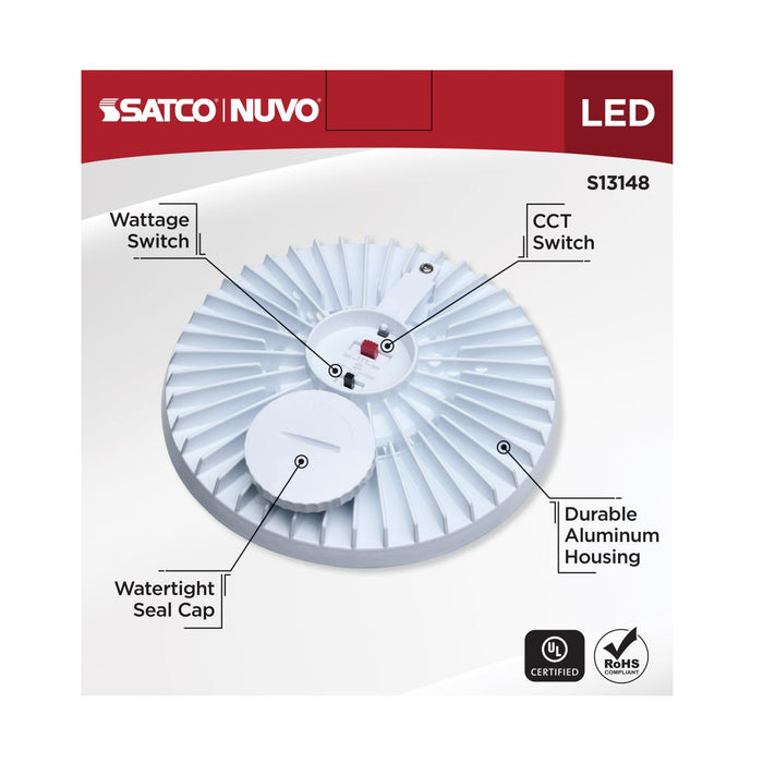 SATCO/NUVO LED HID Replacement Wattage/CCT Selectable 40W/30W/20W 3000K/4000K/5000K Ballast Bypass Medium Base 120-277V (S13148)