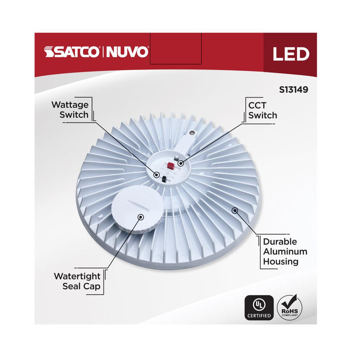 SATCO/NUVO 60/45/36W LED HID Replacement Wattage/CCT Selectable 60W/45W/36W 3000K/4000K/5000K Ballast Bypass Extended Mogul Base 120-277V (S13149)