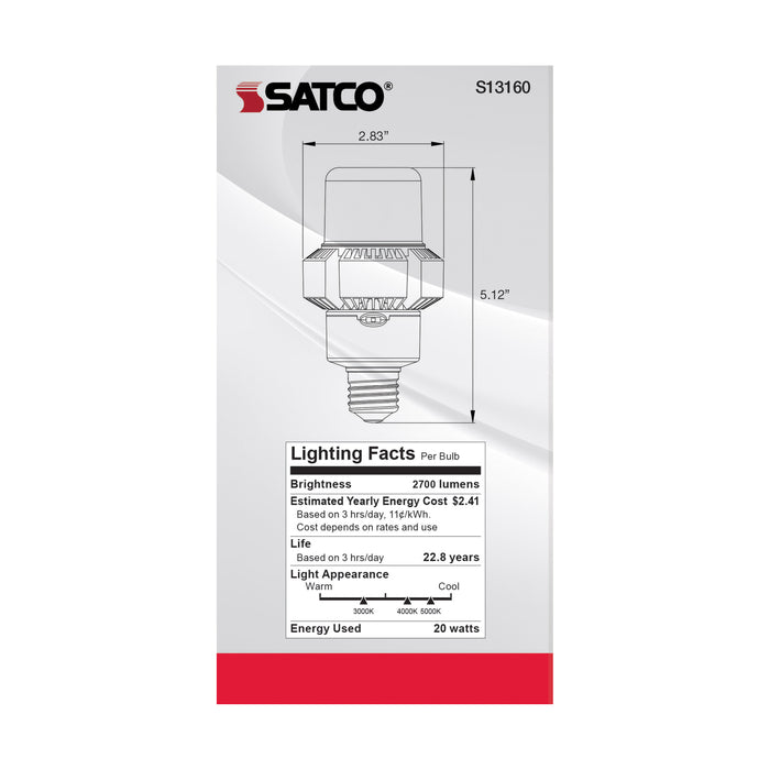 SATCO/NUVO 20W A-Plus 23 LED CCT Selectable 3000K/4000K/5000K Medium Base 100-277V Colorquick Technology Powerquick Technology (S13160)