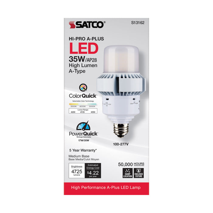 SATCO/NUVO 35W A-Plus 28 LED CCT/Wattage Selectable Medium Base Colorquick Technology Powerquick Technology (S13162)