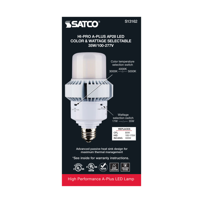 SATCO/NUVO 35W A-Plus 28 LED CCT/Wattage Selectable Medium Base Colorquick Technology Powerquick Technology (S13162)