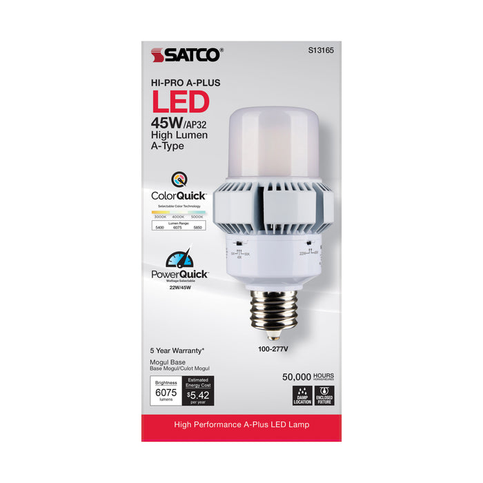 SATCO/NUVO 45W A-Plus 32 LED CCT/Wattage Selectable Extended Mogul Base Colorquick Technology Powerquick Technology (S13165)