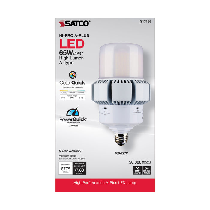 SATCO/NUVO 65W A-Plus 37 LED CCT/Wattage Selectable Medium Base Colorquick Technology Powerquick Technology (S13166)
