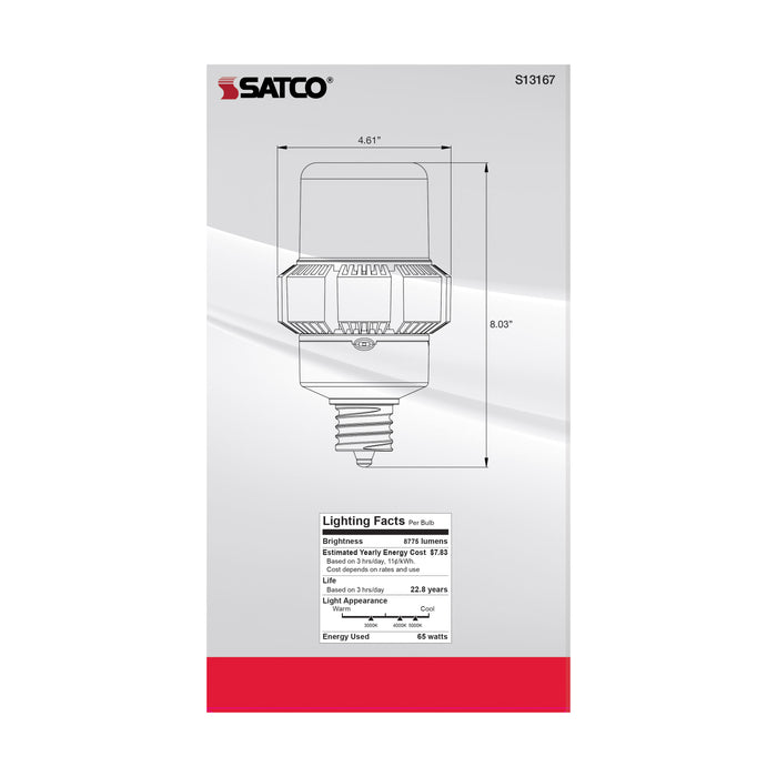 SATCO/NUVO 65W A-Plus 37 LED CCT/Wattage Selectable Extended Mogul Base Colorquick Technology Powerquick Technology (S13167)