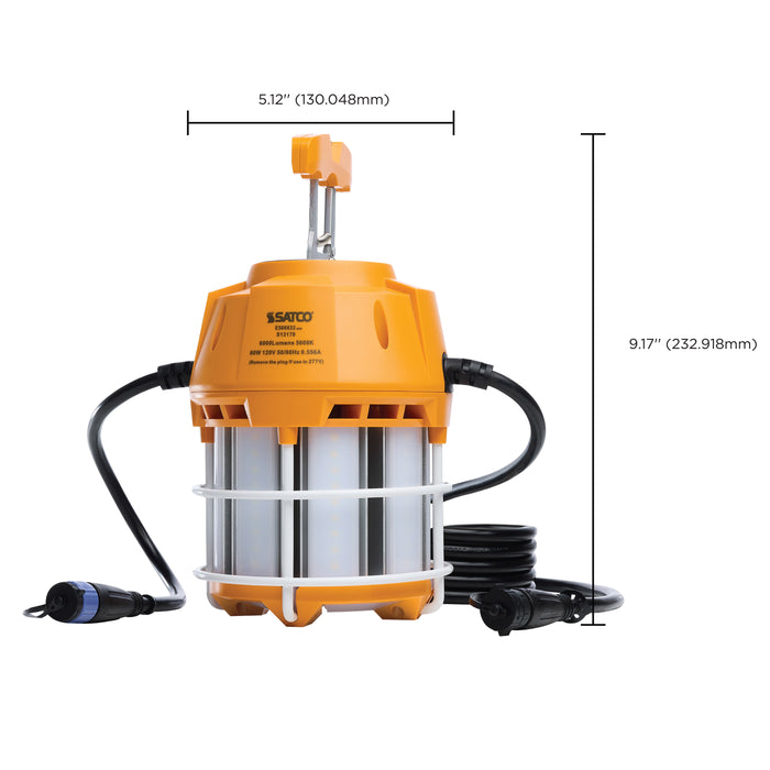 SATCO/NUVO 60W LED Hi-Pro Temporary Work Light 5000K 6000Lm 80 CRI 360 Degree Beam Angle 120-277V Orange (S13170)