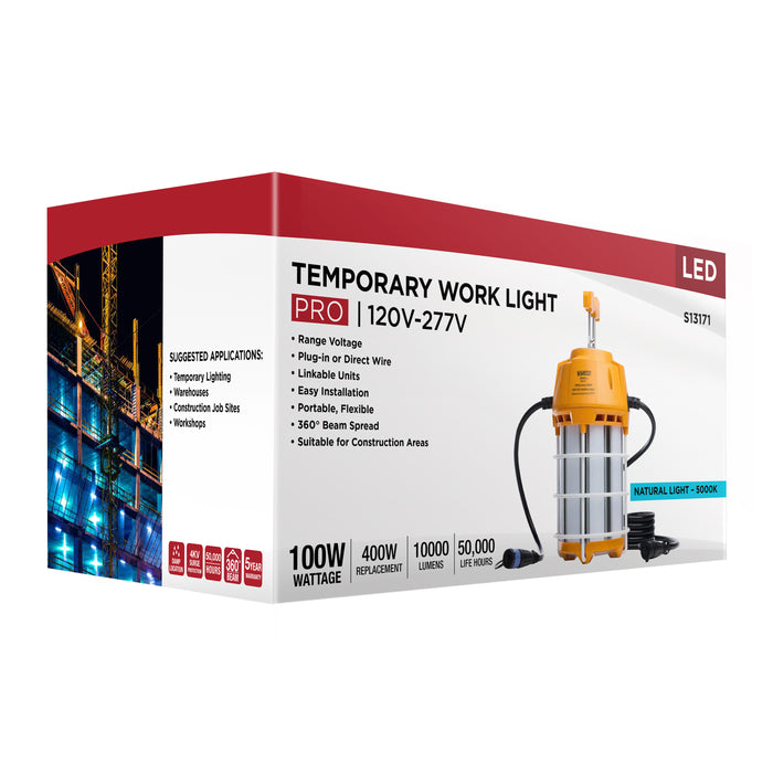 SATCO/NUVO 100W LED Hi-Pro Temporary Work Light 5000K 10000Lm 80 CRI 360 Degree Beam Angle 120-277V Orange (S13171)