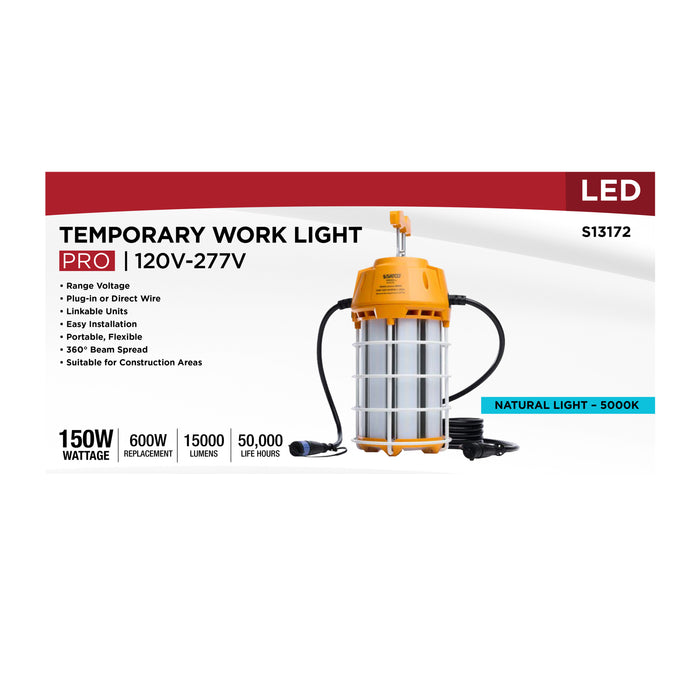 SATCO/NUVO 150W LED Hi-Pro Temporary Work Light 5000K 15000Lm 80 CRI 360 Degree Beam Angle 120-277V Orange (S13172)