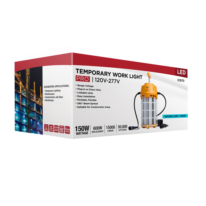 SATCO/NUVO 150W LED Hi-Pro Temporary Work Light 5000K 15000Lm 80 CRI 360 Degree Beam Angle 120-277V Orange (S13172)